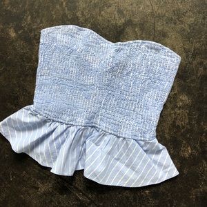 Zara strapless crop top striped